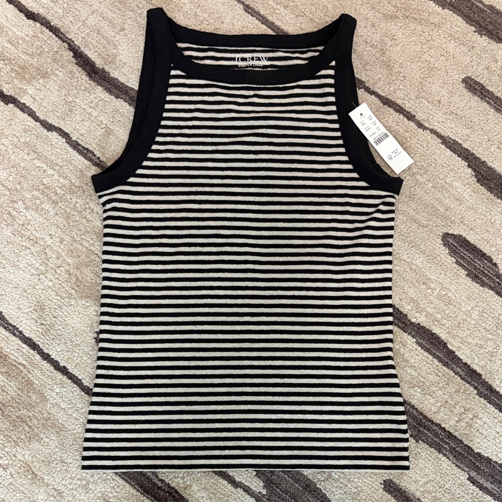 NWT J. Crew Striped Black & White Rib Tank Top - Classic Women’s Tank